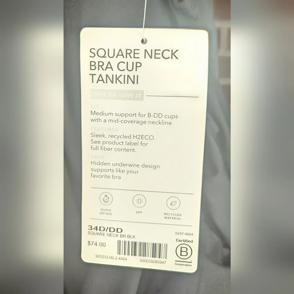 NWT Athleta Square Neck Bra Cup Tankini 34D/DD with Full Bikini Bottom Size M - Picture 11 of 15